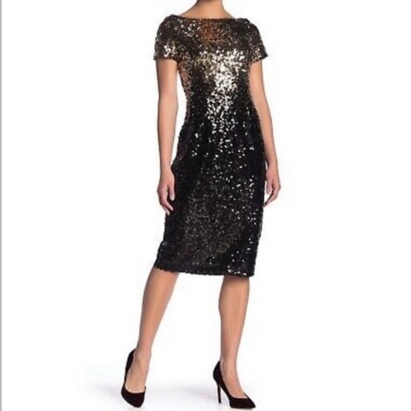 🍃💕NWT MARINA Ombré Sequin Midi Sheath Dress - Picture 1 of 10